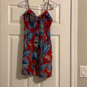 Floral island short dress with front tie